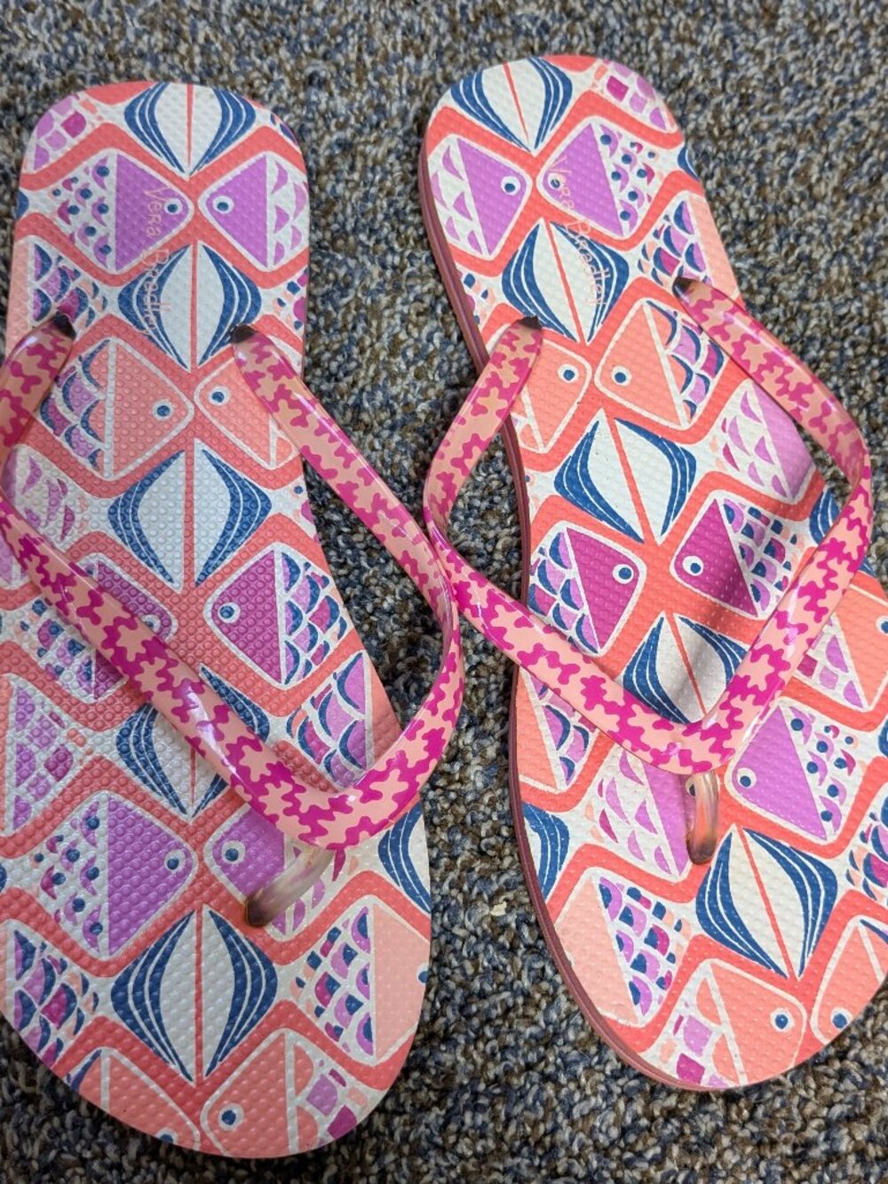 Vera Bradley-Pink Fish- Flip Flops, Size 9, For Sale!
